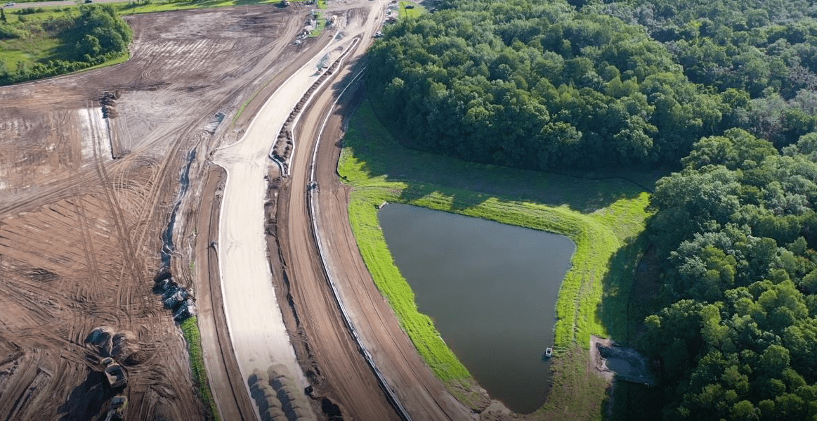 Aerial view of Sunlake Boulevard extension under construction